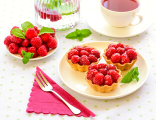 fruit tart with red berries