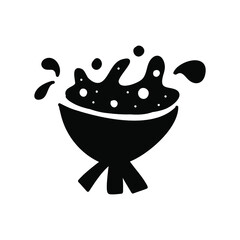 Single drawn Halloween caldron. Doodle vector illustration for greeting cards, posters, stickers and seasonal design. Isolated on white background