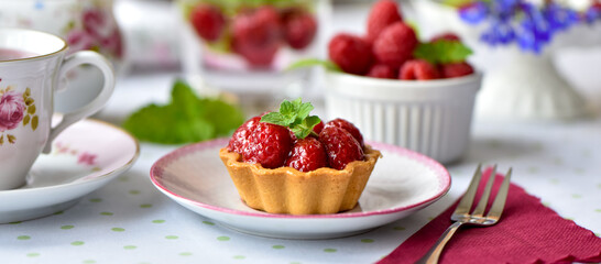 fruit tart with red berries
