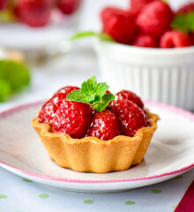 fruit tart with red berries