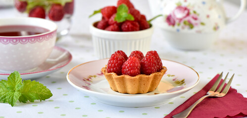fruit tart with red berries