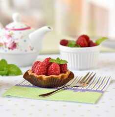fruit tart with red berries
