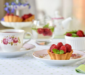 fruit tart with red berries