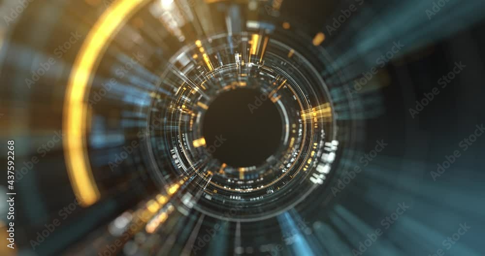 Poster circular abstract iris, high tech background. motion of digital data flow. dynamic wave, circle, sea