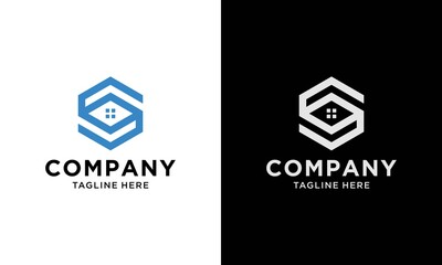 creative Hexagon letter S house logo design vector template.
