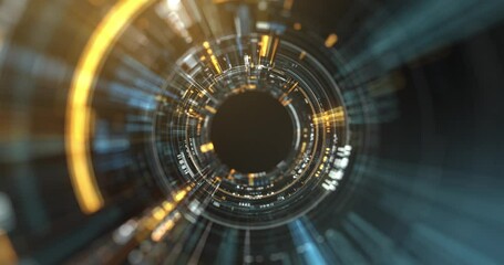Circular abstract iris, high tech background. Motion of digital data flow. Dynamic wave, circle, searching process. Big data visualization. Science, technology background. 4K loop, 3D rendering - Powered by Adobe