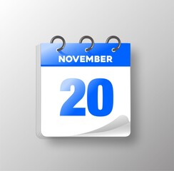 NOVEMBER - Day calendar with date.