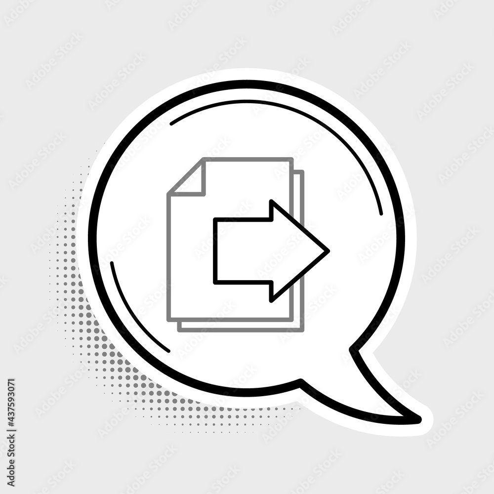 Poster line next page arrow icon isolated on grey background. document file with arrow. send document. colo