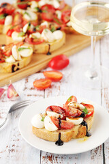 Italian bruschetta with tomatoes and mozzarella	