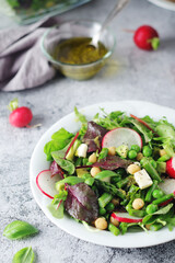 Green salad with asparagus and radish