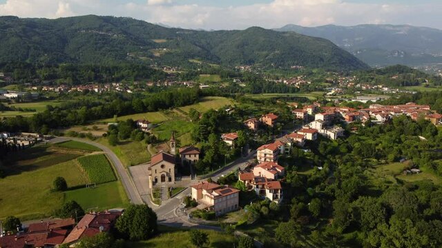 view of a village in region- village of Montevecchia and Curone Valley regional park, Brianza, Lombardy, Italy