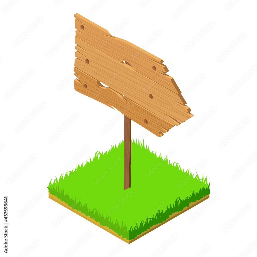 Poster wooden pointer icon. isometric illustration of wooden pointer vector icon for web