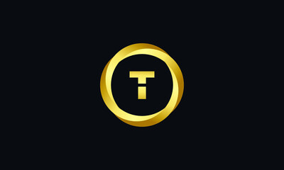 Obraz premium T Logo. T Letter Logo Vector Template. T Monogram Logo Vector With Gold Circle Design Template For Business