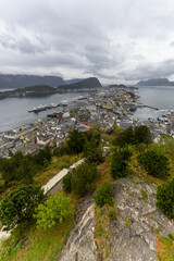Fototapeta na wymiar Ålesund, a commercial port city on the west coast of Norway