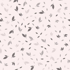 Fototapeta na wymiar Pattern with leaves on a beige background. Vector image.