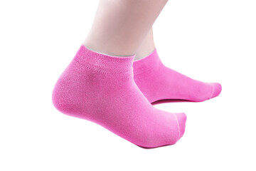 Pink socks on a white isolated background