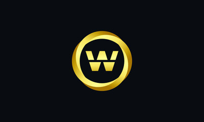 W Logo. W Letter Logo Vector Template. W Monogram Logo Vector With Gold Circle Design Template For Business
