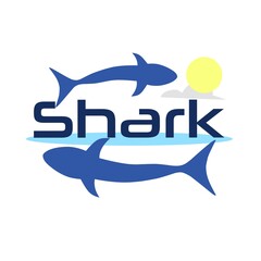 The blue shark logo with 
