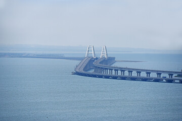 View of new Crimean bridge in Kerch strait
