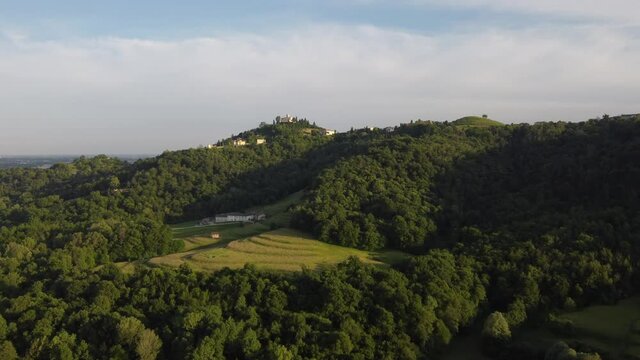 view of the valley of the mountains- village of Montevecchia and Curone Valley regional park, Brianza, Lombardy, Italy