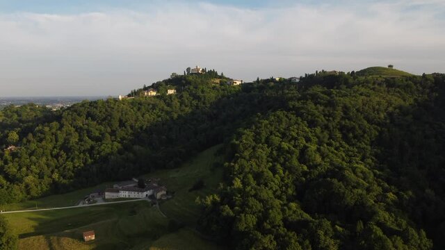 view of the city- village of Montevecchia and Curone Valley regional park, Brianza, Lombardy, Italy