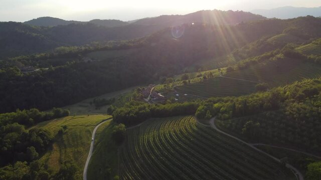 view of the terraces - village of Montevecchia and Curone Valley regional park, Brianza, Lombardy, Italy
