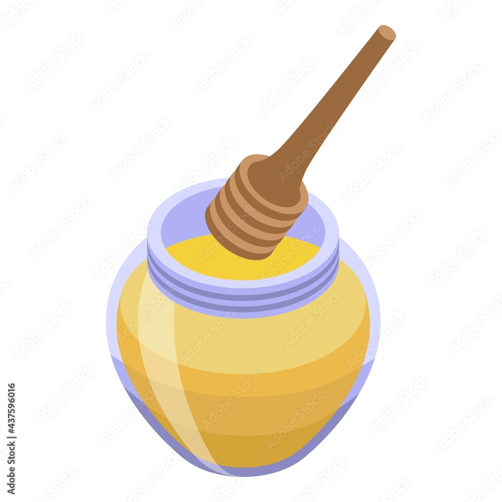 Poster honey jar icon. isometric of honey jar vector icon for web design isolated on white background
