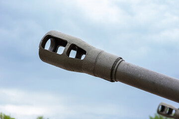 Barrel of the Old 76mm Russian artillery cannon from WW2