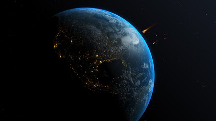 Fototapeta na wymiar earth in space, Daytime Arietid meteor shower 2021
