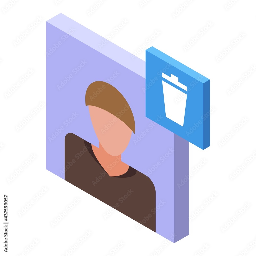 Poster delete user icon. isometric of delete user vector icon for web design isolated on white background