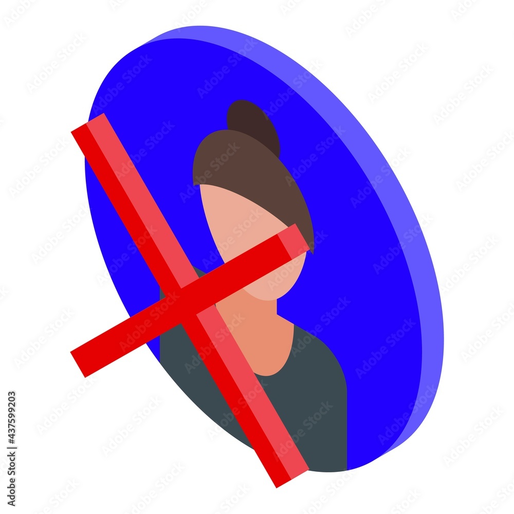 Poster delete user woman icon. isometric of delete user woman vector icon for web design isolated on white 