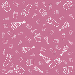 Gift boxes on a rosy background, flat design gifts. Vector Illustration