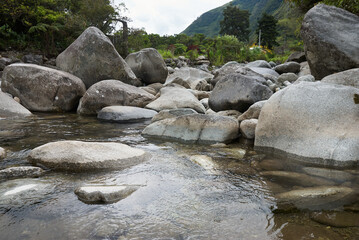 Big stones in the river, landscape.