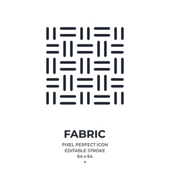 Fabric textile fiber editable stroke outline icon isolated on white background flat vector illustration. Pixel perfect. 64 x 64..