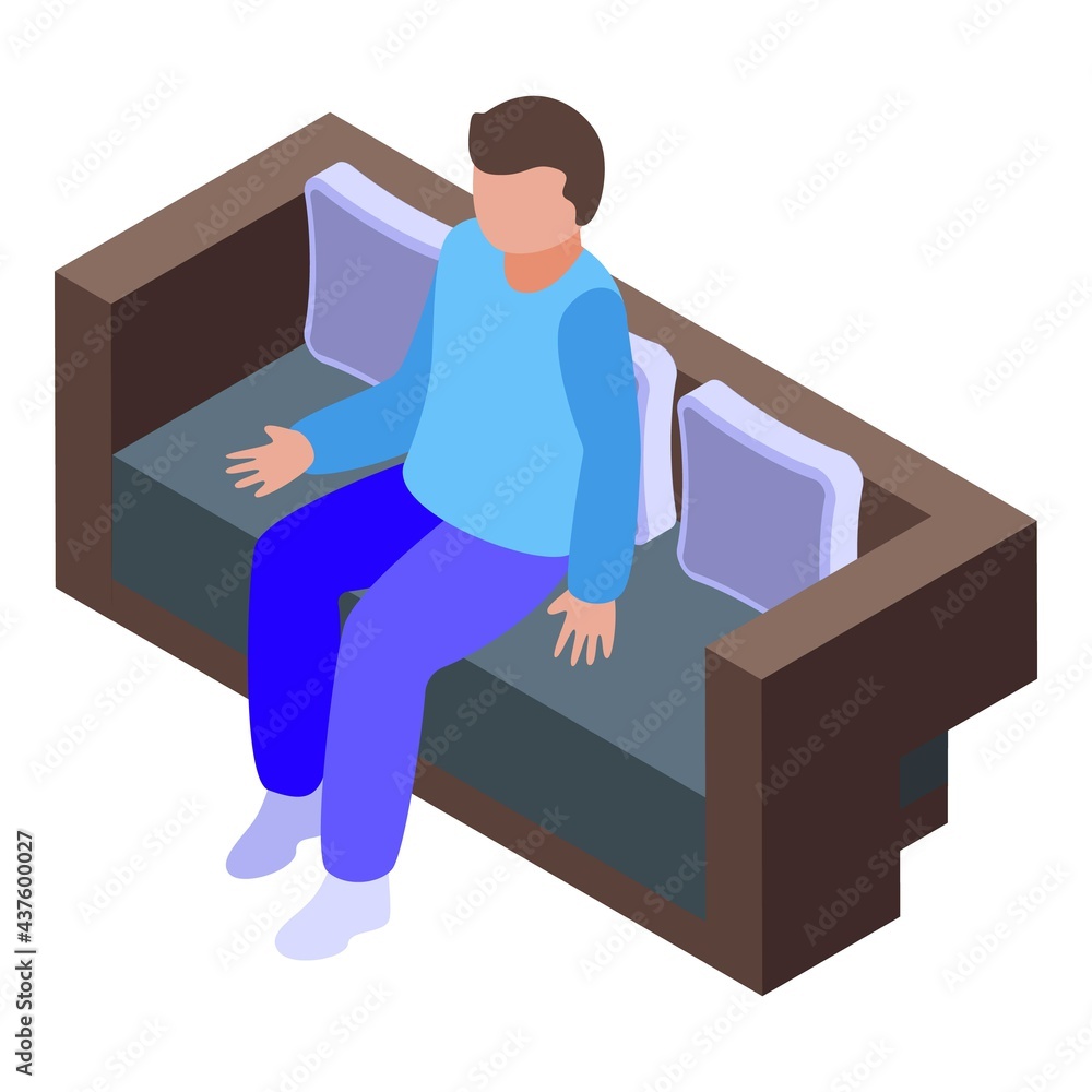Poster man sofa lounge icon. isometric of man sofa lounge vector icon for web design isolated on white back