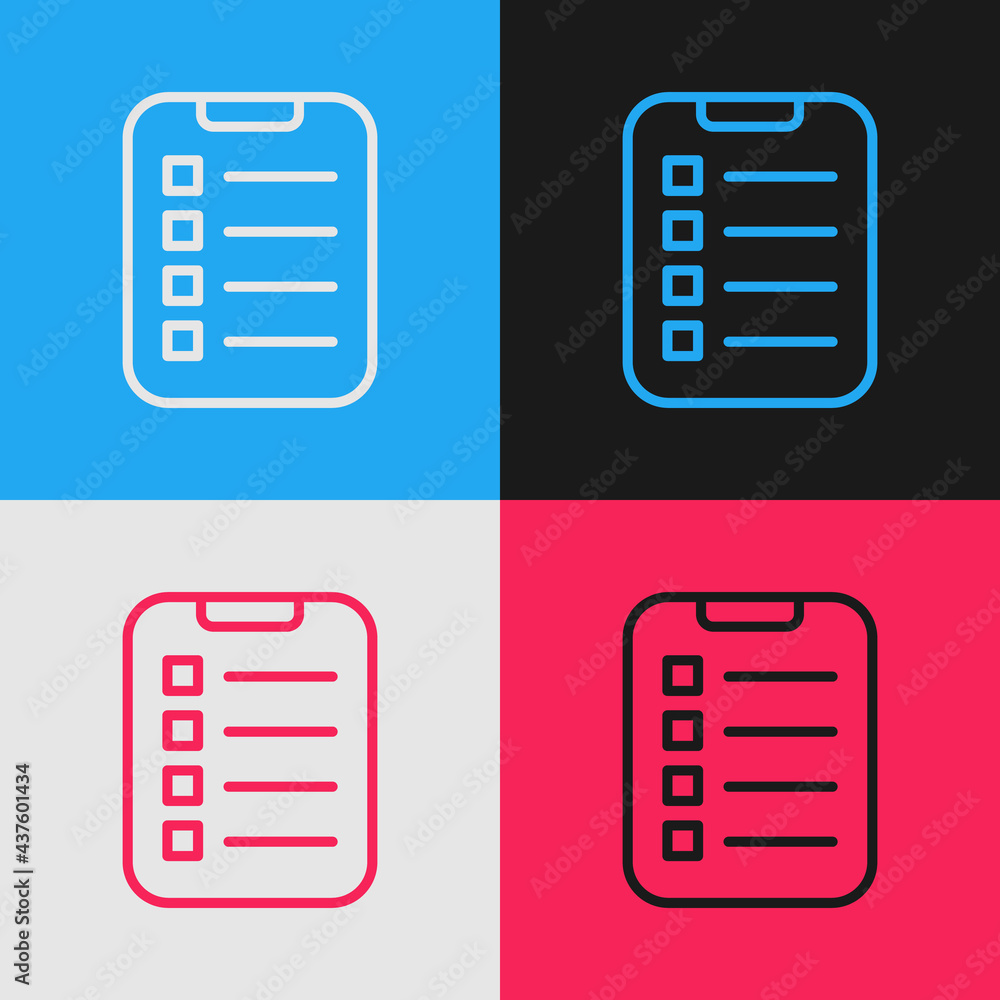 Poster pop art line to do list or planning icon isolated on color background. vector