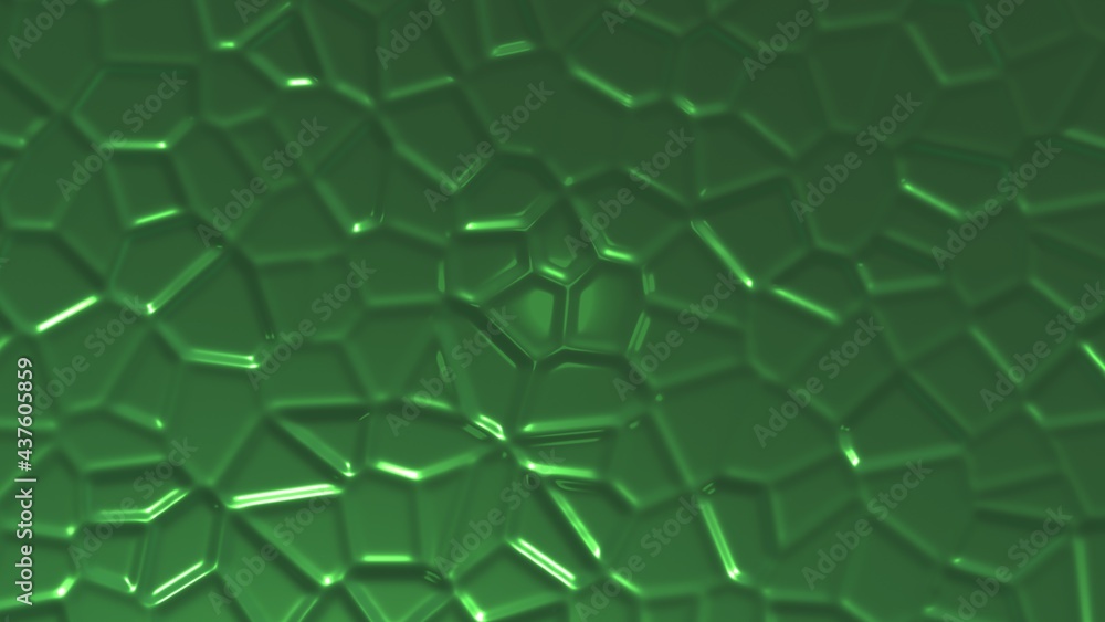 Aufkleber green glossy metallic abstract background with raised elements. 3d rendering image. computer graphic