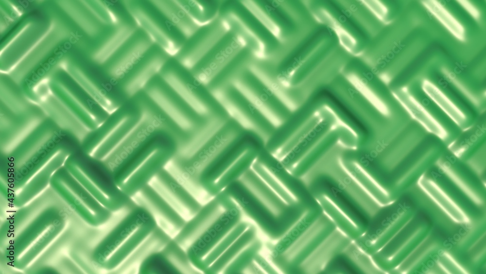 Aufkleber green glossy metallic abstract background with raised elements. 3d rendering image. computer graphic