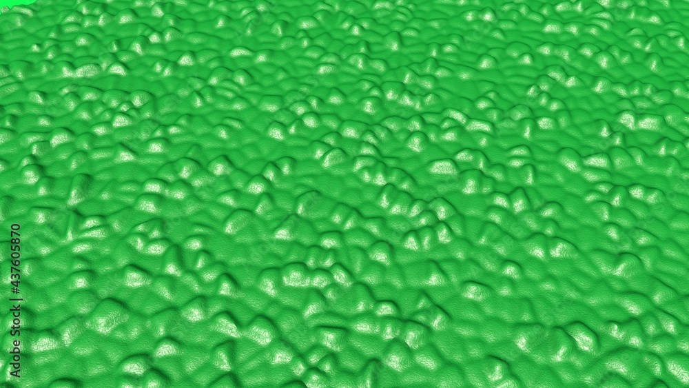 Fototapete green glossy metallic abstract background with raised elements. 3d rendering image. computer graphic