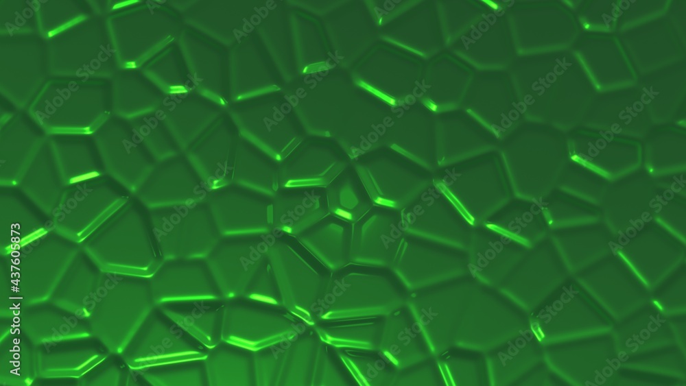 Aufkleber green glossy metallic abstract background with raised elements. 3d rendering image. computer graphic