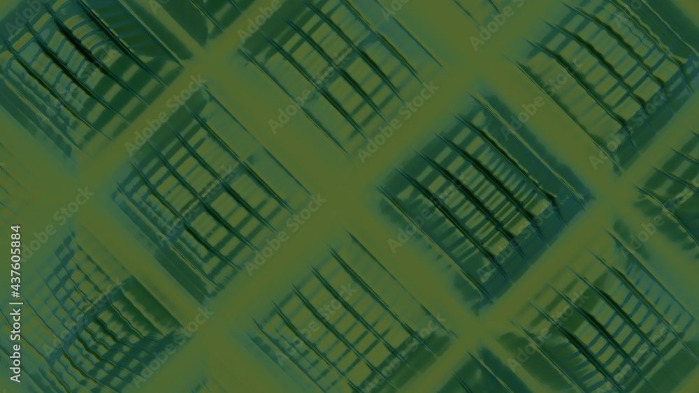 Aufkleber green glossy metallic abstract background with raised elements. 3d rendering image. computer graphic