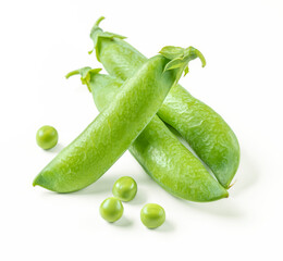 Green peas isolated on white background.