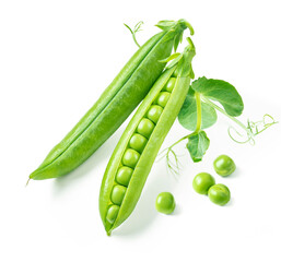 Green peas isolated on white background. 