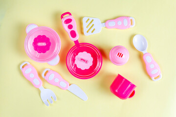 Set of toy kitchen utensils.