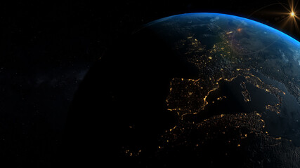 Fototapeta na wymiar europe seen from space 3d illoustration