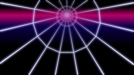 synthwave circle tunnel Retro Background 3d render