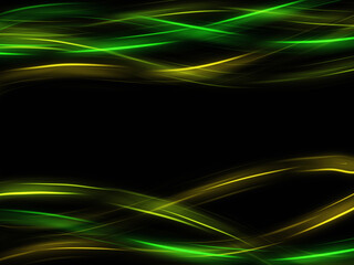 Abstract smooth green waves background on black. Artistic bright bacground.