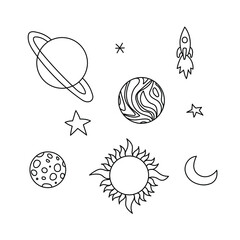Vector image of linearly drawn space objects