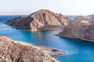 View of the Fjord Bay and mountains  in Taba, South Sinai, Egypt.