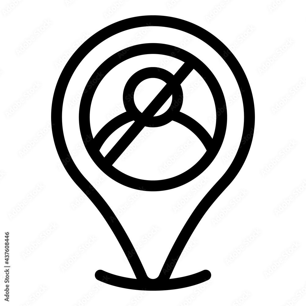 Poster blacklist gps pin icon. outline blacklist gps pin vector icon for web design isolated on white backg